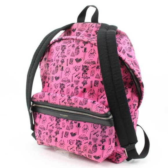 Saint Laurent Hot Pink Doodle Print City Backpack 54ys23s main image 8
